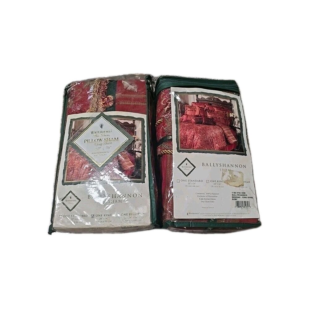 2-Waterford Linens King Size Bally Shannon Ruby Pillow Shams